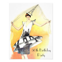 Fille vintage dans anniversaire de costume de Tour Faire-parts