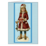 Fille vintage de Noël Cartes De Vœux