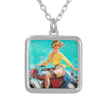 Fille vintage de pin-up de Gil Elvgren de cavalier Pendentifs