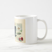 Fille vintage et chat d'impression de Noël Mugs À Café