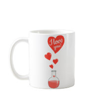 Flacon de connaisseur de coeurs "je t'aime " tasses à café