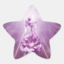 Flamme de rose rose de l'amour autocollants en étoile