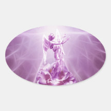 Flamme de rose rose de l'amour autocollants ovales