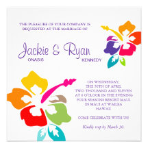 Fleur Brights de ketmie de Luau de mariage de plag Invitation Personnalisée