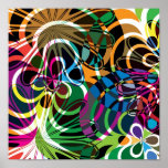 Fleur colorée abstraite poster