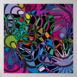 Fleur colorée abstraite poster