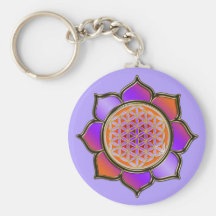 Fleur de la vie Lotus - violet orange/violet Porte-clés