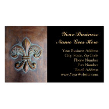 Fleur De Lis, Cuivre-Regard âgé imprimé Carte De Visite
