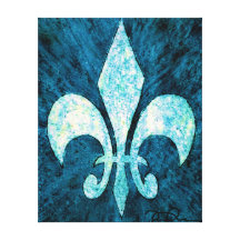 Fleur DE Lis In Blauw Gallerij Wrap Canvas