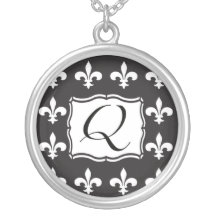 Fleur DE Lis Monogram Q Tegenhanger Gepersonaliseerde Ketting