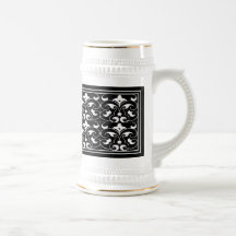 Fleur-De-lis noir et blanc Stein Tasses