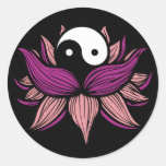 Fleur de Lotus et Yin Yang Autocollant Rond