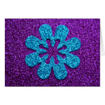 Fleur de pourpre et de scintillement bleu rétro carte de vœux
