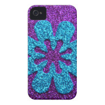 Fleur de pourpre et de scintillement bleu rétro coque Case-Mate iPhone 4