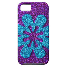 Fleur de pourpre et de scintillement bleu rétro coque iPhone 5 Case-Mate