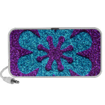 Fleur de pourpre et de scintillement bleu rétro haut-parleur mobile