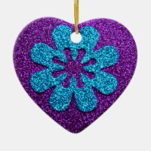 Fleur de pourpre et de scintillement bleu rétro décorations de noël