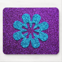 Fleur de pourpre et de scintillement bleu rétro tapis de souris