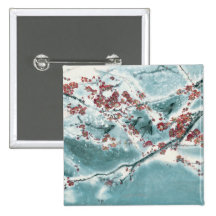 Fleur de prune dans la neige badges