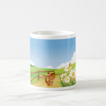 Fleur heureuse de nature de ciel bleu d'été d'écur mugs