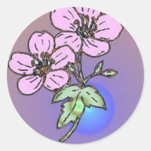 Fleur mauve autocollant