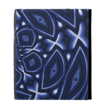 Fleur psychédélique (bleue) étui iPad folio