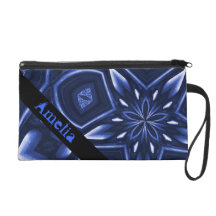 Fleur psychédélique (bleue) pochettes avec dragonne
