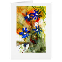 Fleurit le bleu sur le rouge cartes