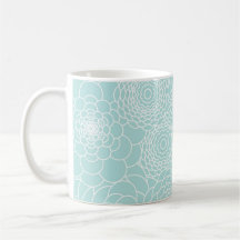 Fleurs abstraites modernes florales turquoises lég mug à café
