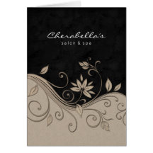 Fleurs beiges de noir de carte de voeux de brochur