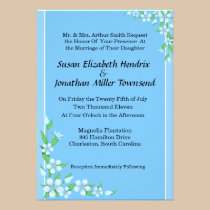 Fleurs bleues épousant des invitations invitations