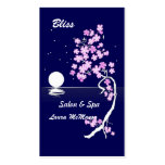 Fleurs de cerisier (Sakura) la nuit (sur le bleu) Modèles De Cartes De Visite
