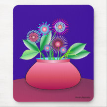 Fleurs de forêt dans un mousepad rouge de pot tapis de souris