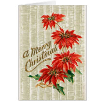 Fleurs démodées de poinsettia carte de vœux