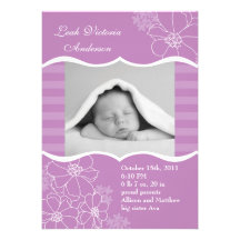 Fleurs et faire-part de naissance de photo de rayu