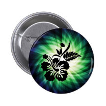 Fleurs hawaïennes rougeoyantes badge avec épingle