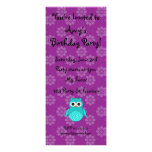 Fleurs mignonnes de pourpre de hibou de turquoise cartons d'invitation personnalisés