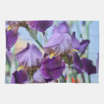 Fleurs pourpres d'iris linges de cuisine