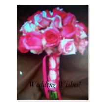 fleurs roses de mariage carte postale