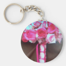 fleurs roses de mariage porte-clefs