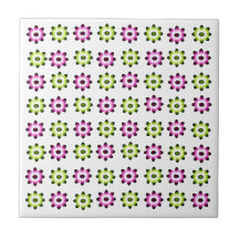 Fleurs roses et vertes au néon carreaux
