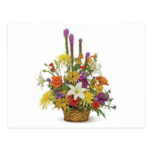 fleurs rouges, jaunes, blanches carte postale