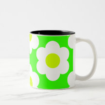Fleurs vertes et blanches tasse à café