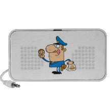 flic drôle de bande dessinée mangeant des butées t haut-parleur iPod