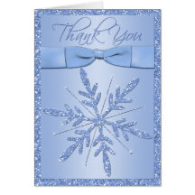 Flocon de neige bleu avec le carte de remerciement