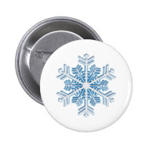 Flocon de neige bleu glacial classique de Noël d'h Badge