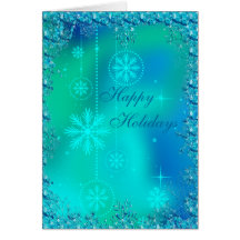 Flocons de neige bleus élégants et Noël de paillet Cartes De Vœux