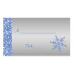 Flocons de neige bleus et argentés scintillants Pl Modèle De Carte De Visite