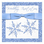 Flocons de neige bleus sur l'invitation de mariage