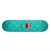 Flocons de neige mignons de turquoise de petit gât plateaux de skateboards customisés